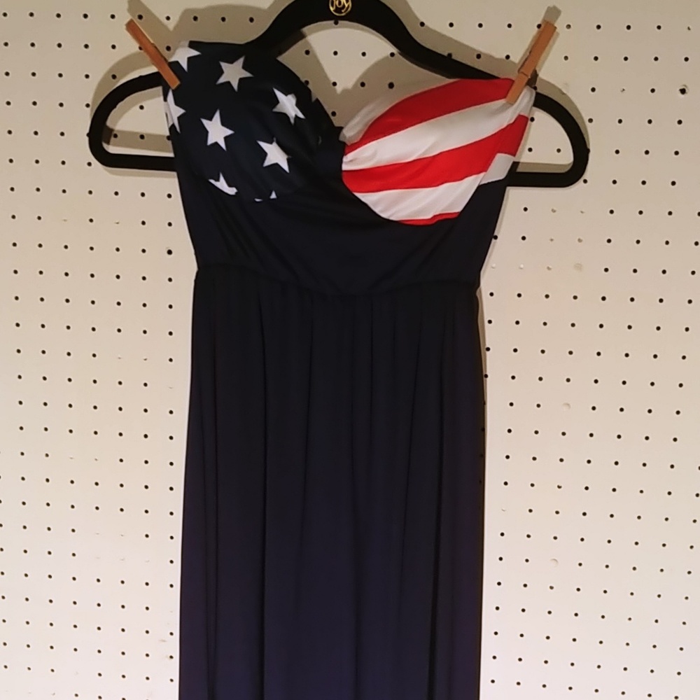 Large red white and blue dress